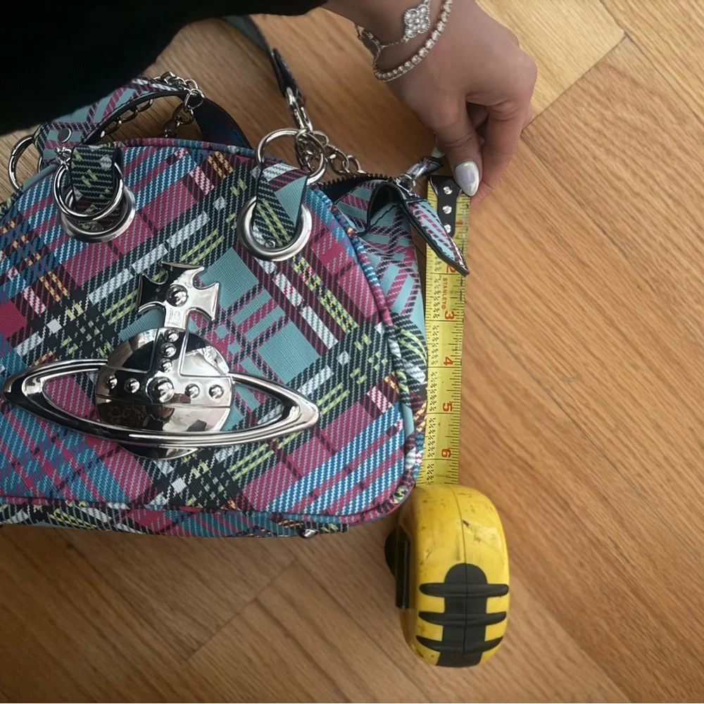 Vivienne Westwood Multicolor Plaid Mini Bag with Silver Orb Logo - Picture 6 of 6